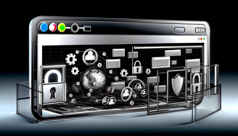 Browser window filled with padlocks and shields, symbolising private browsing