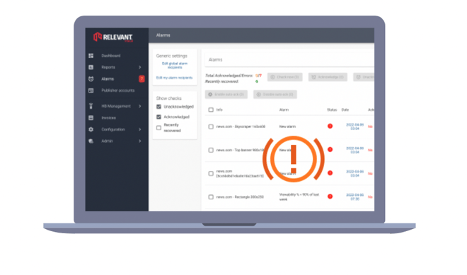 Protect your digital advertising revenues with Relevant Yield alarms