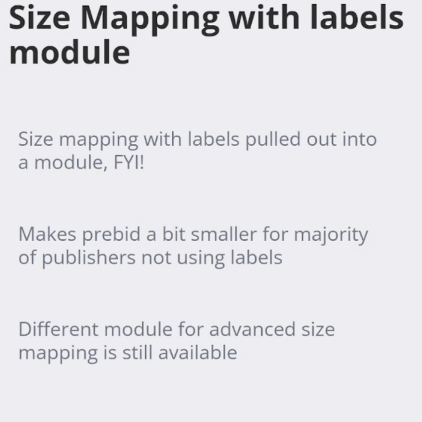 Prebid.js - Size Mapping with labels module